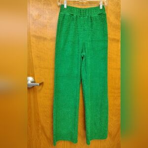Pretty Garbage Vibrant Green Terry Cloth Textured Pants